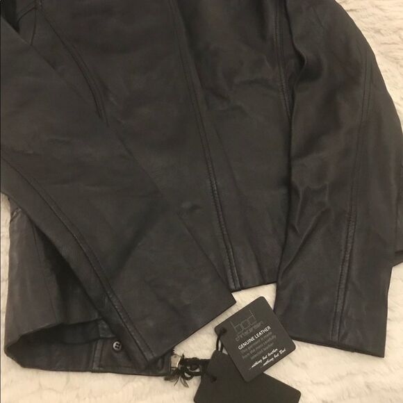 Beautiful navy blue bod & christensen leather jacket Size M, New With Tags! - Picture 4 of 4